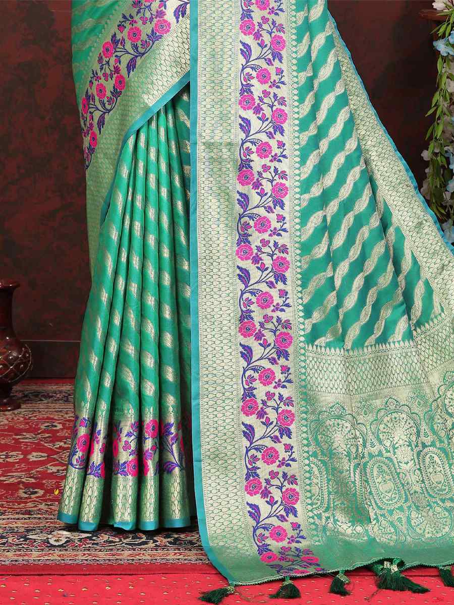 Rama Soft Silk Handwoven Festival Casual Heavy Border Saree