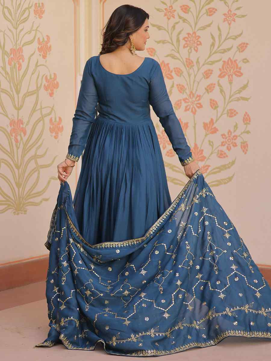 Rama Star Georgette Embroidered estival Casual Wedding Gown