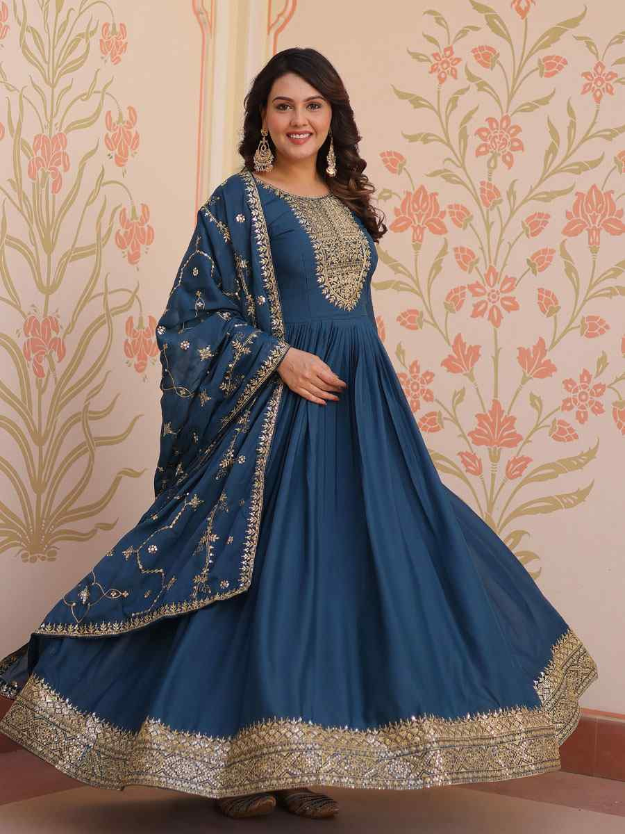 Rama Star Georgette Embroidered estival Casual Wedding Gown