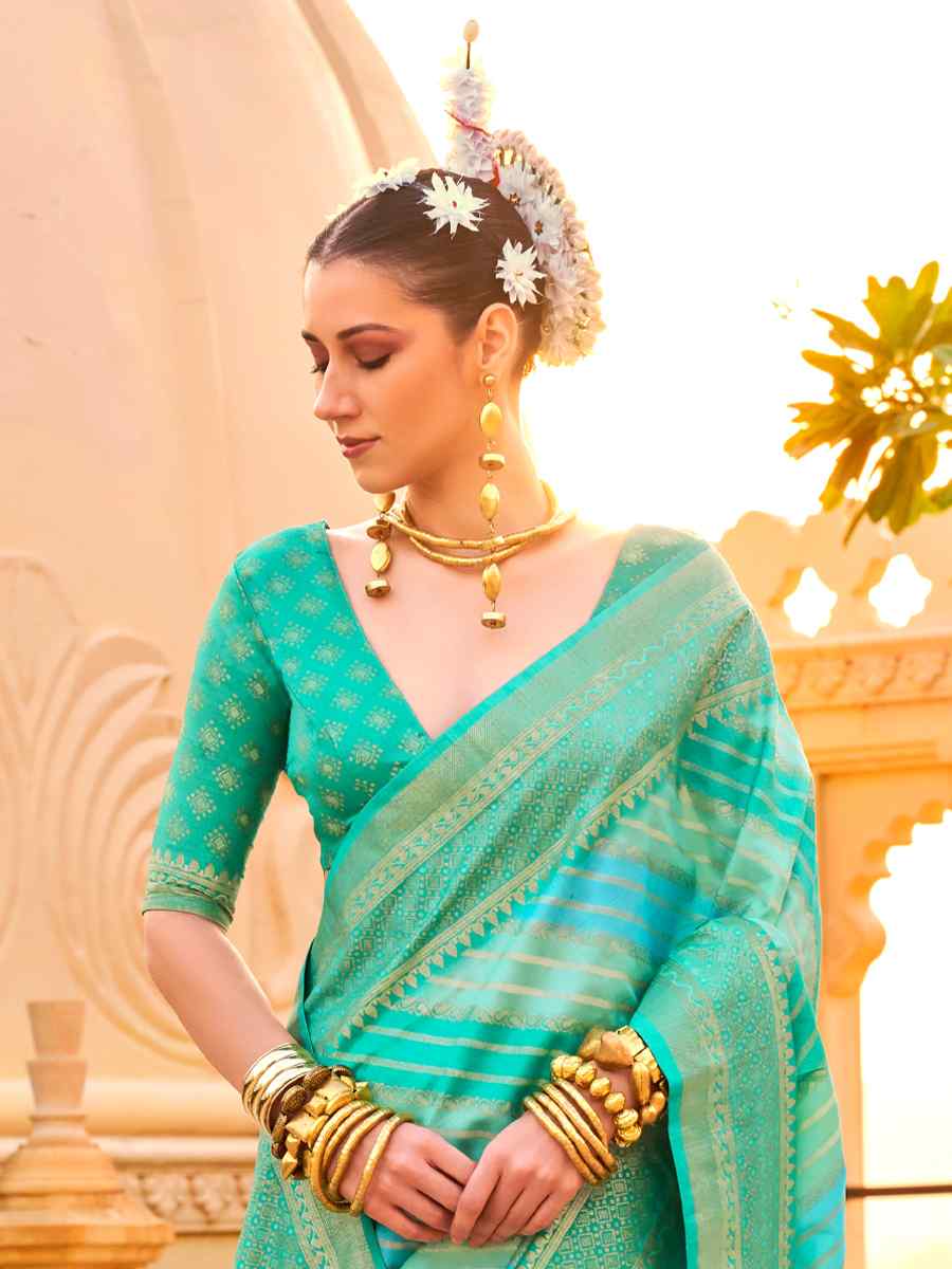Rama Super Silk Handwoven Festival Casual Heavy Border Saree