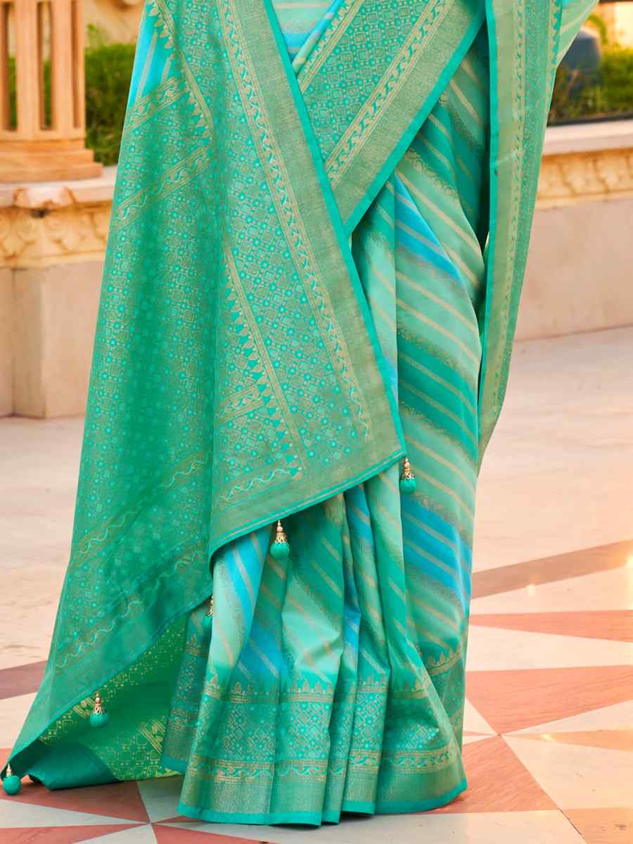 Rama Super Silk Handwoven Festival Casual Heavy Border Saree