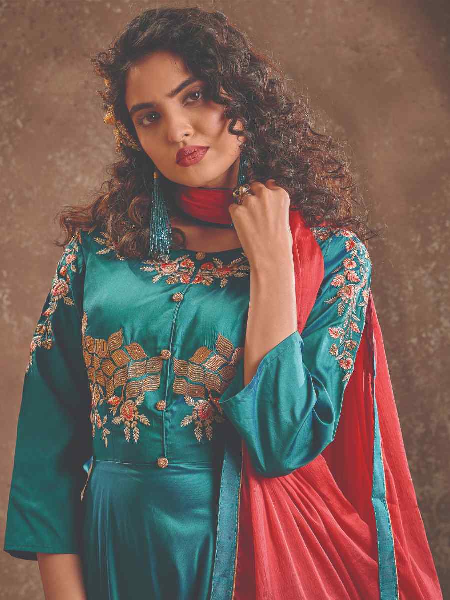 Rama Triva Silk Embroidered Festival Party Gown