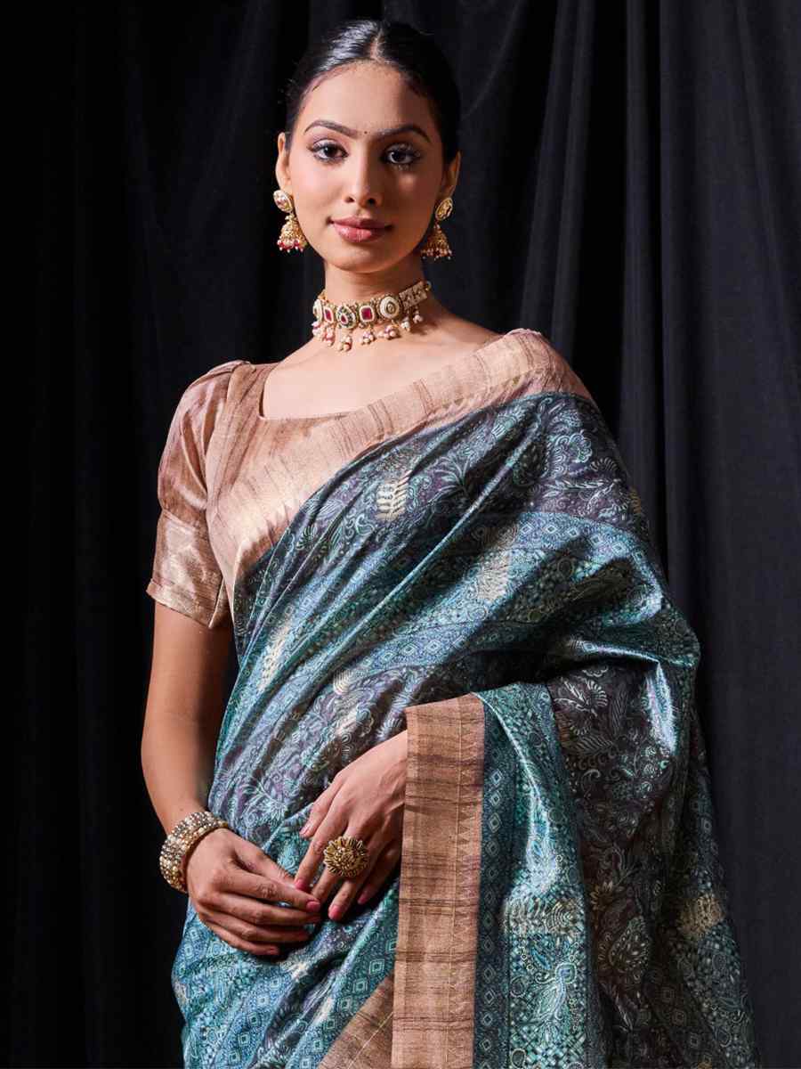 Rama Tussar Silk Handwoven Casual Festival Classic Style Saree