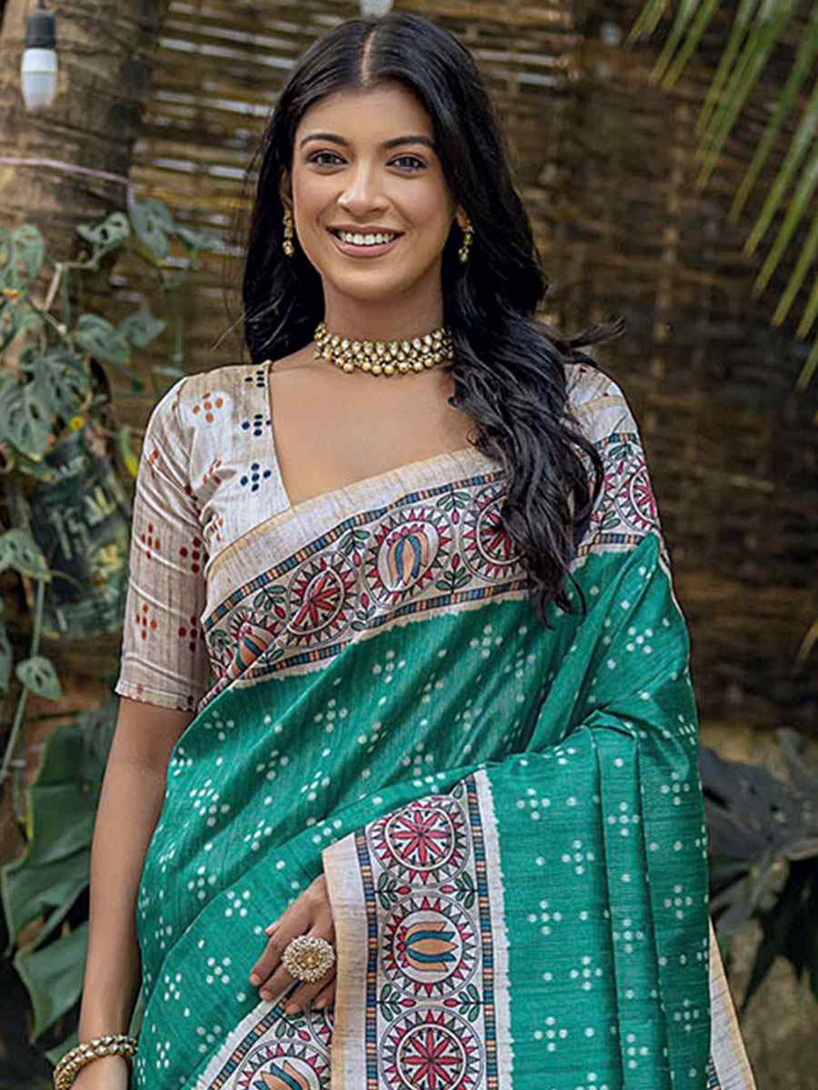 Rama Tussar Silk Printed Casual Festival Contemporary Saree