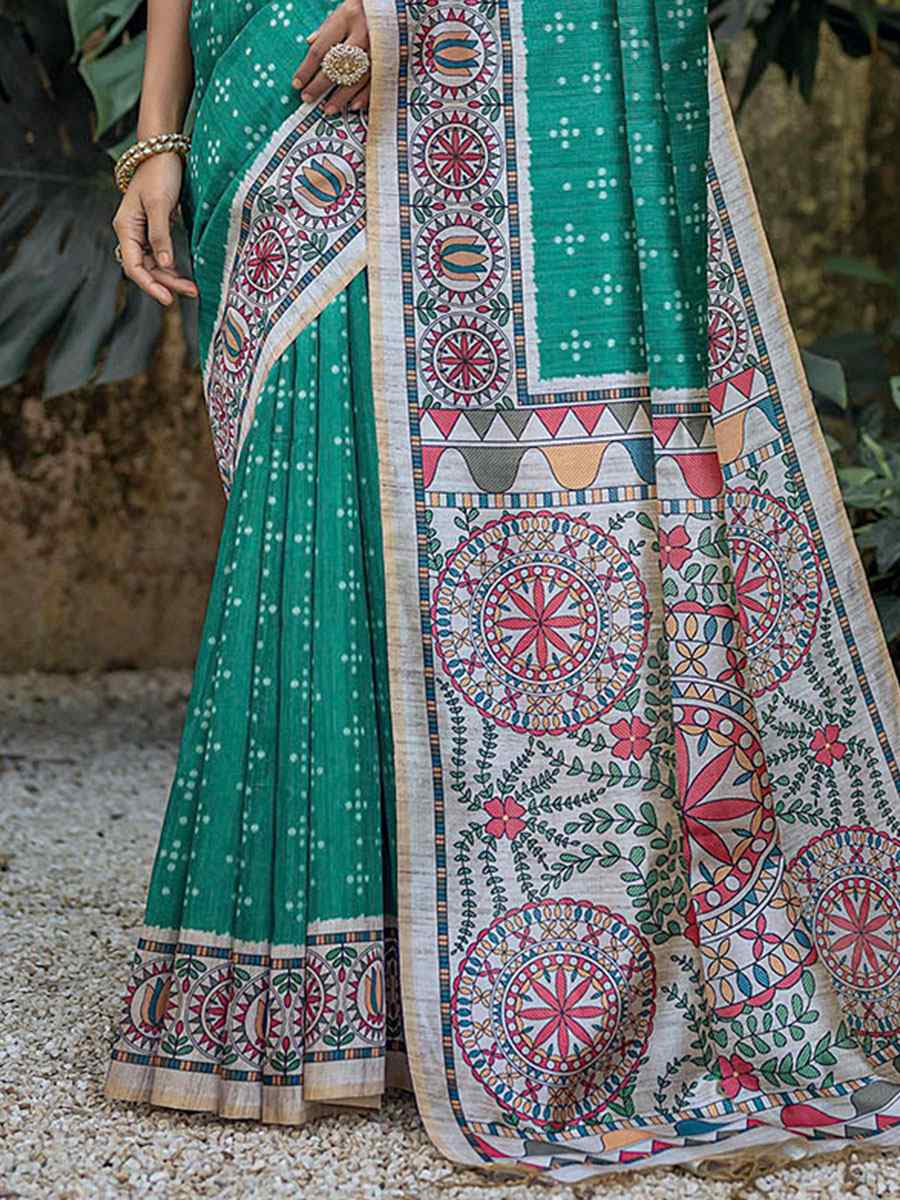 Rama Tussar Silk Printed Casual Festival Contemporary Saree