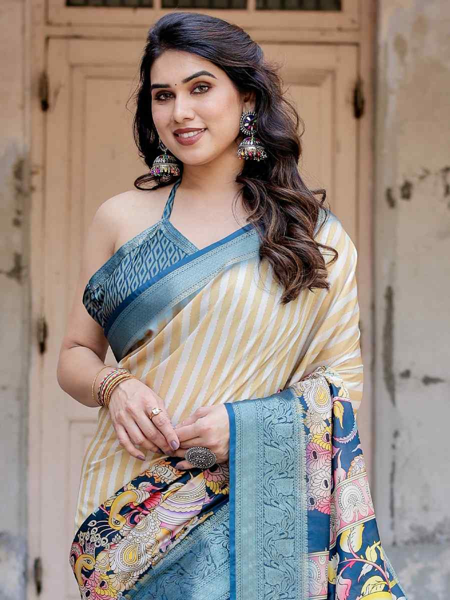 Rama Tussar Silk Zari Handwoven Printed Casual Reception Festival Wedding Fancy Heavy Border Saree