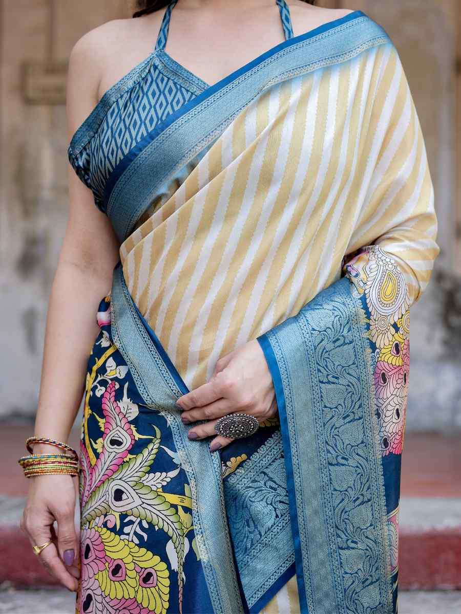 Rama Tussar Silk Zari Handwoven Printed Casual Reception Festival Wedding Fancy Heavy Border Saree