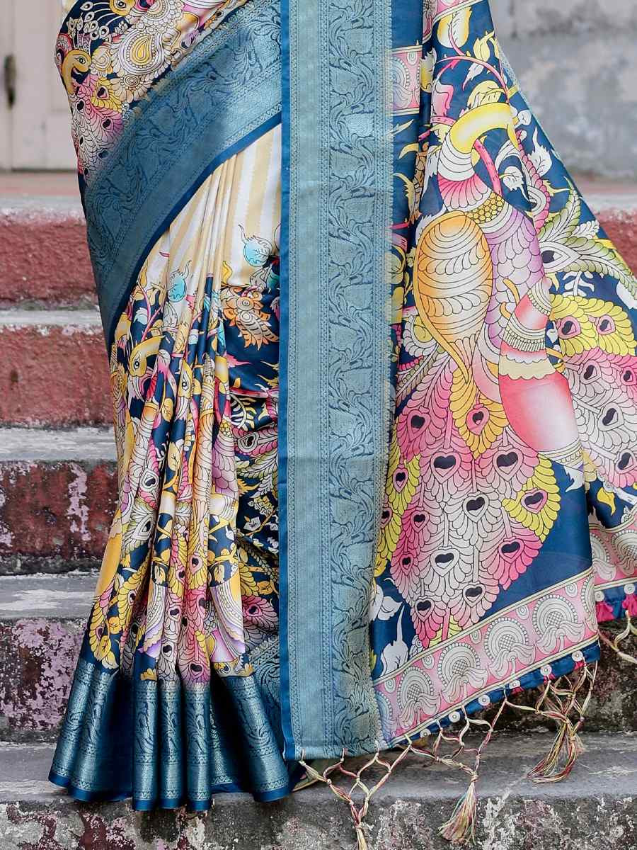 Rama Tussar Silk Zari Handwoven Printed Casual Reception Festival Wedding Fancy Heavy Border Saree