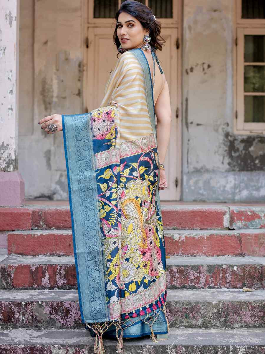 Rama Tussar Silk Zari Handwoven Printed Casual Reception Festival Wedding Fancy Heavy Border Saree