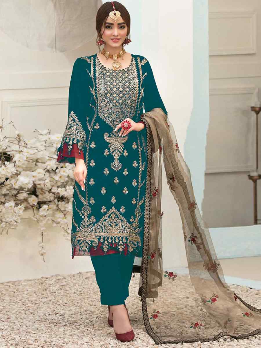 Rama Velvet Embroidered Festival Wedding Pant Salwar Kameez