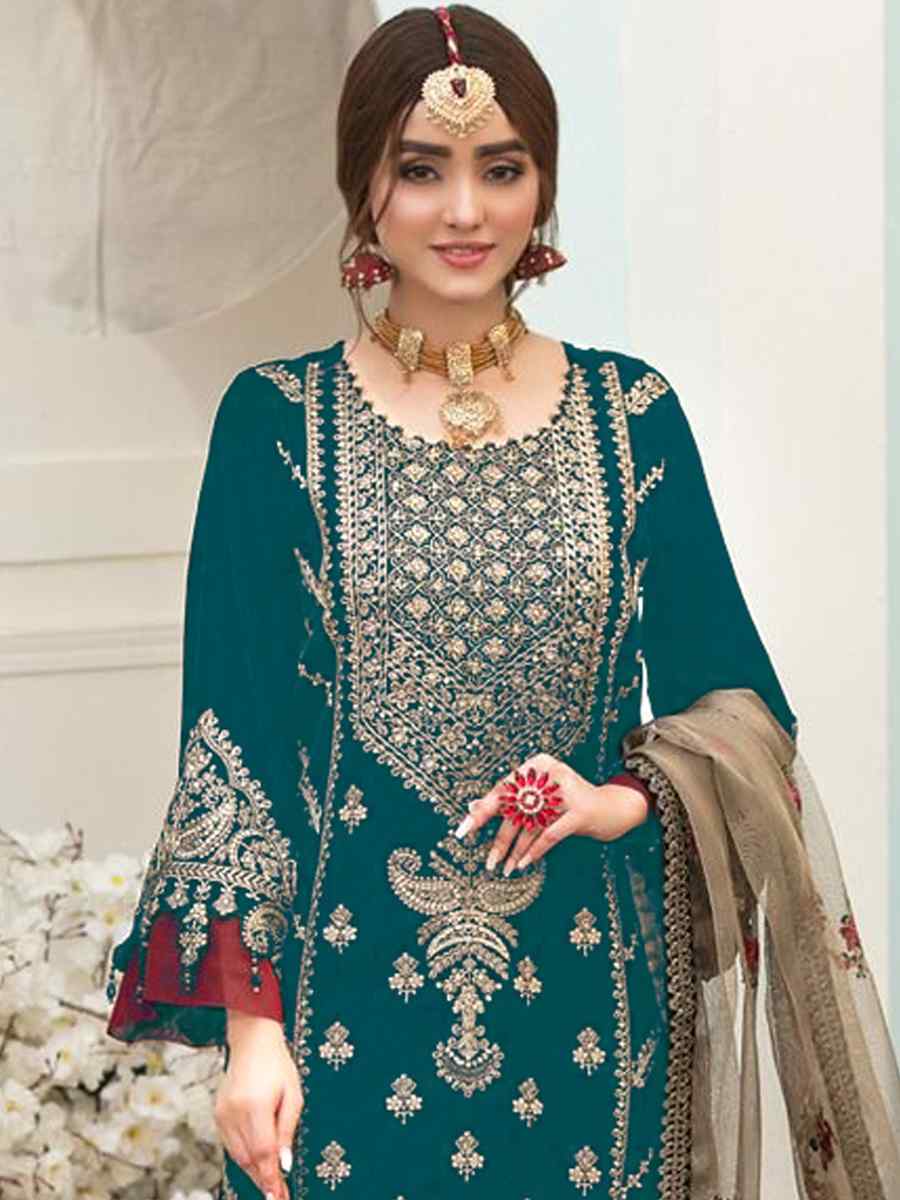 Rama Velvet Embroidered Festival Wedding Pant Salwar Kameez