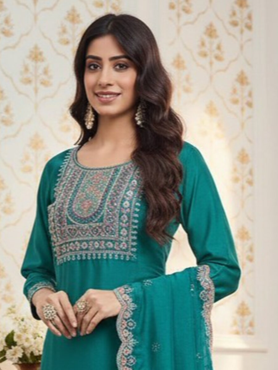 Rama Viscose Embroidery Wedding Festival Party Casual Ready Pant Salwar Kameez