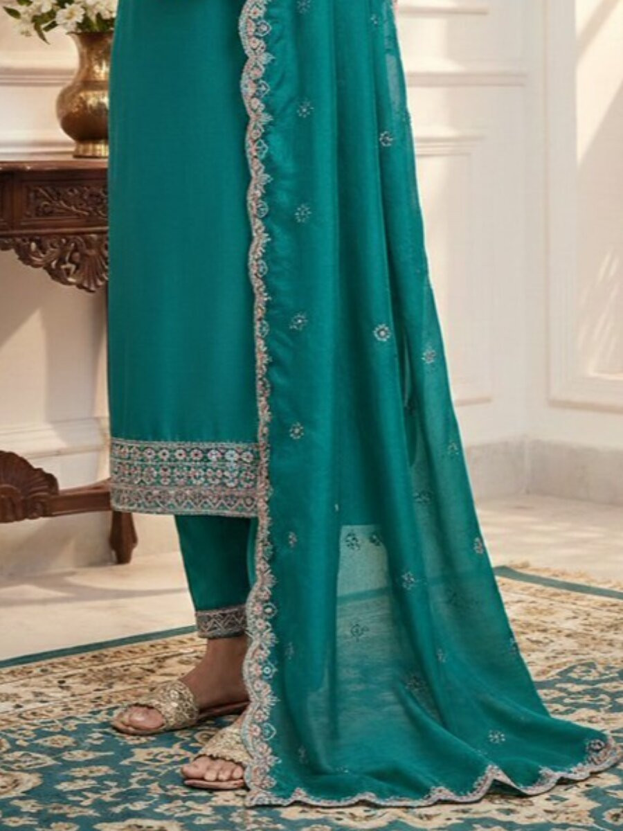 Rama Viscose Embroidery Wedding Festival Party Casual Ready Pant Salwar Kameez