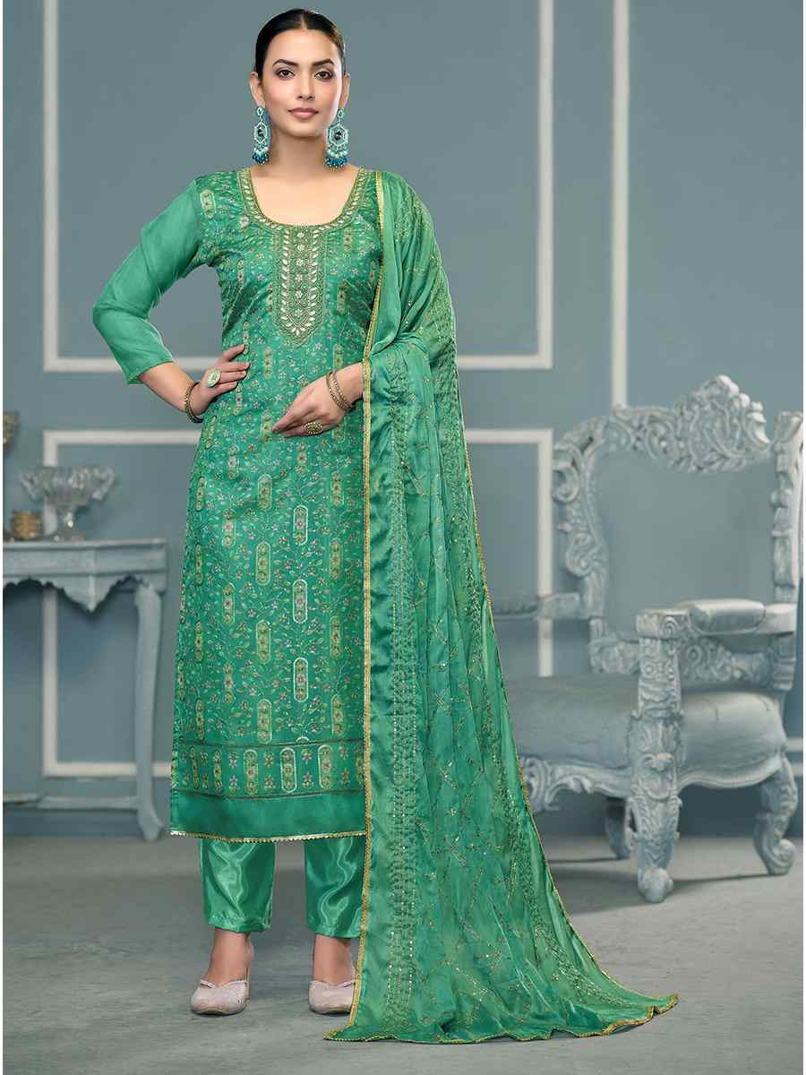 Rama Viscose Organza Embroidered Wedding Festival Pant Salwar Kameez