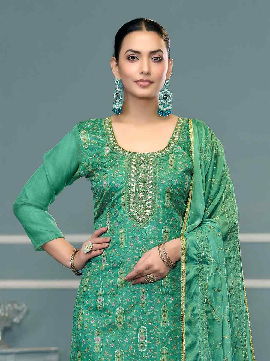 Rama Viscose Organza Embroidered Wedding Festival Pant Salwar Kameez