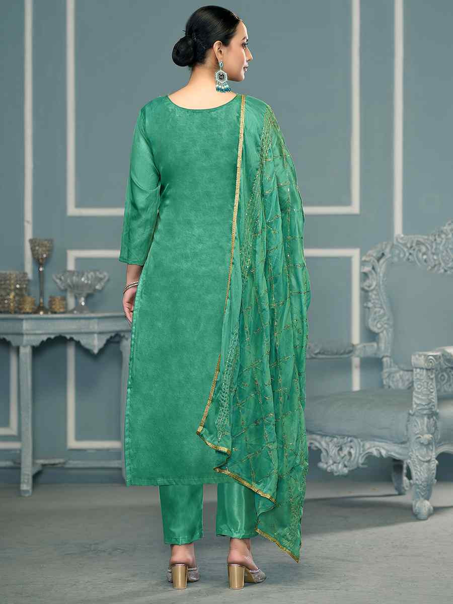 Rama Viscose Organza Embroidered Wedding Festival Pant Salwar Kameez