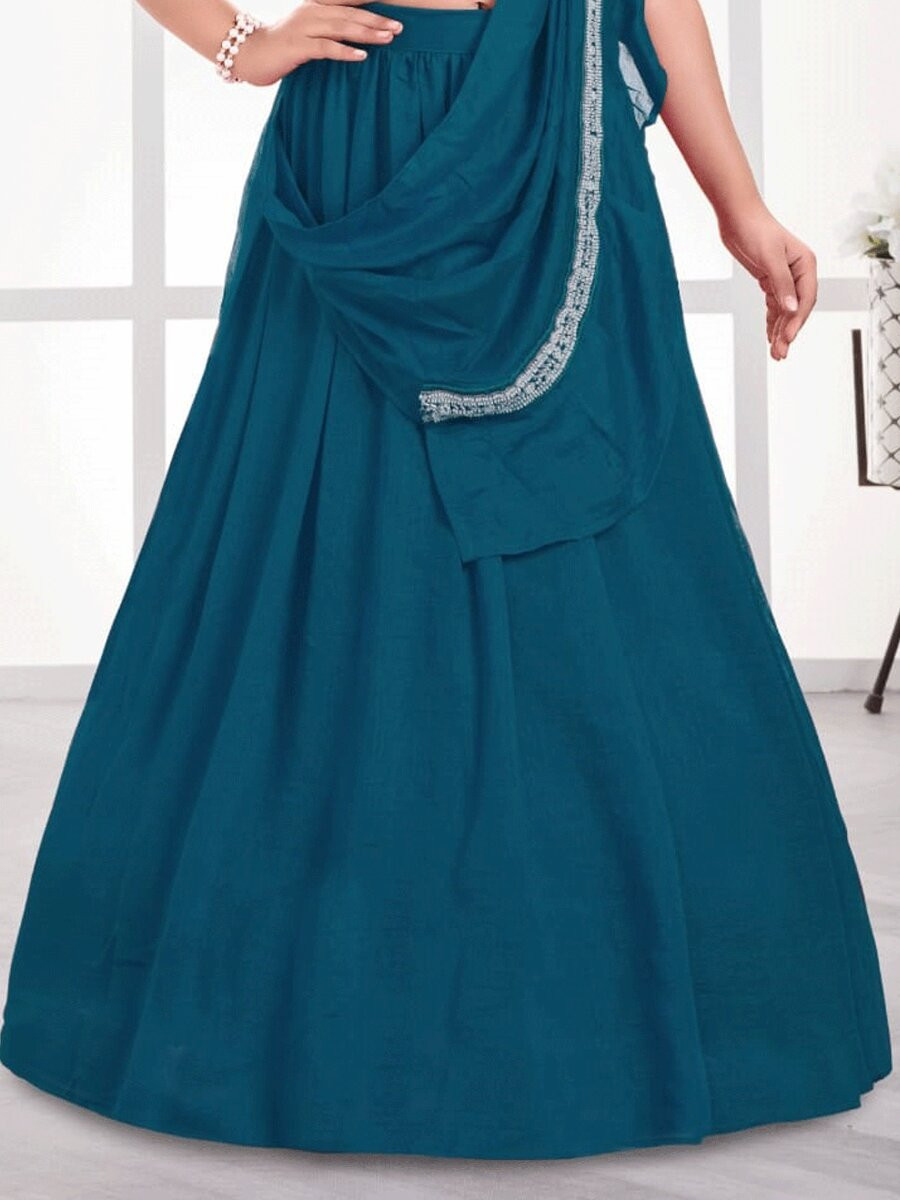 Rama Visitra Silk Embroidered Wedding Festival Party Lehengas Girls Wear