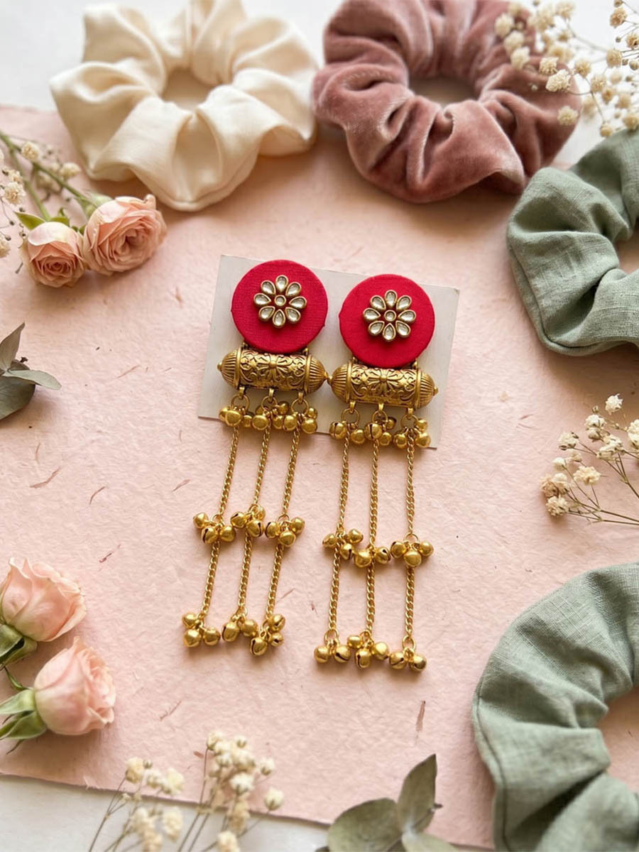 Rani Alloy Wedding Party Festival Wear Kundan Stone Earrings
