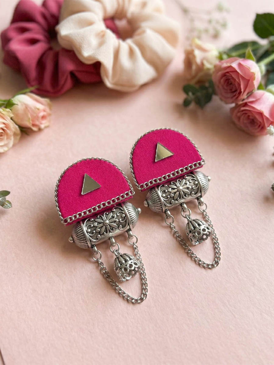 Rani Alloy Wedding Party Festival Wear Oxidised Stone Work Earrings