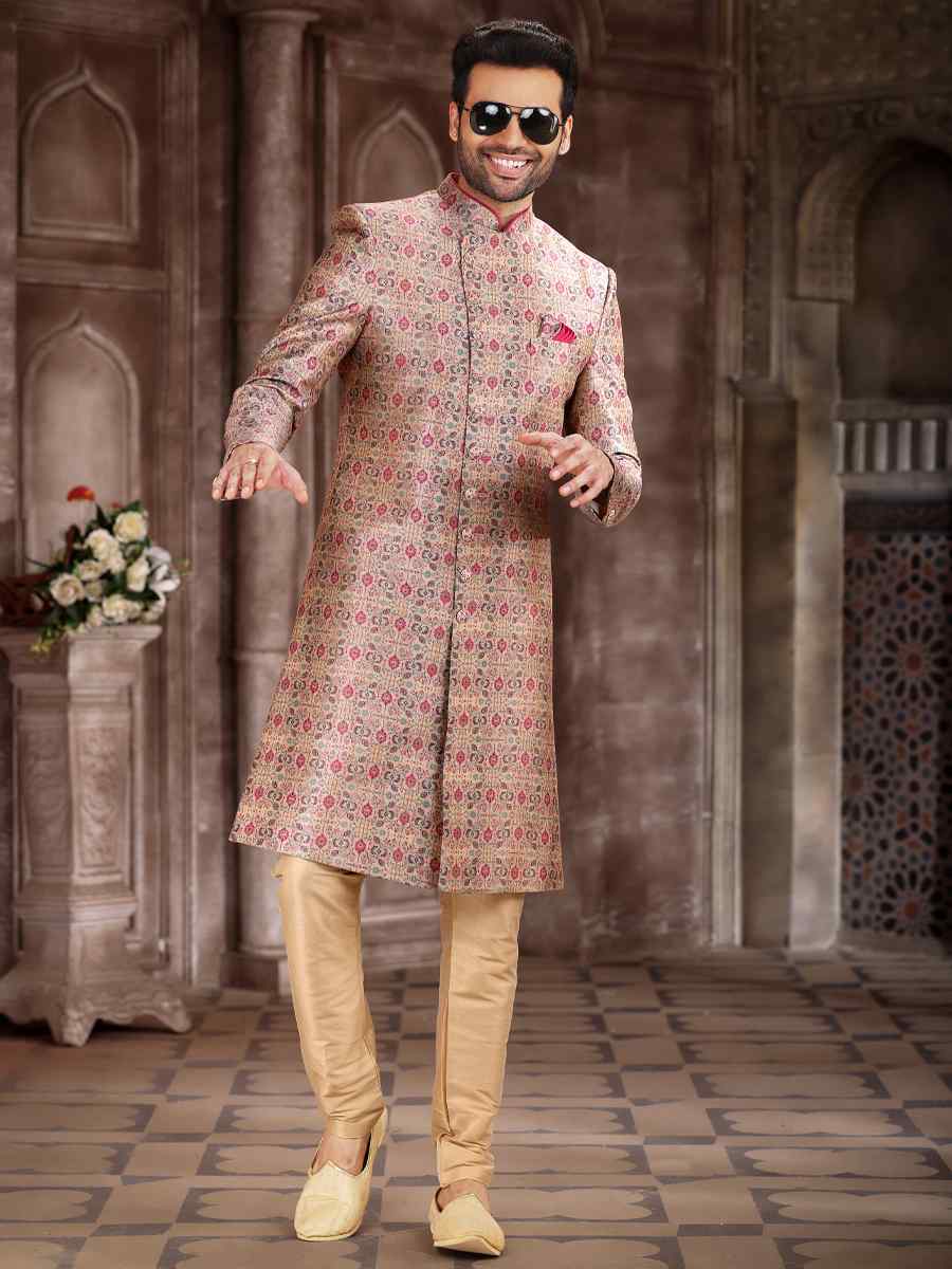 Rani Art Silk Woven Wedding Party Sherwani