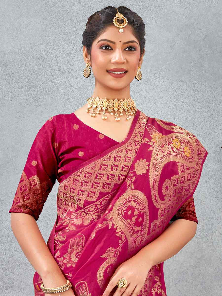 Rani Banarasi Silk Handwoven Traditional Casual Reception Festival Wedding Fancy Heavy Border Saree