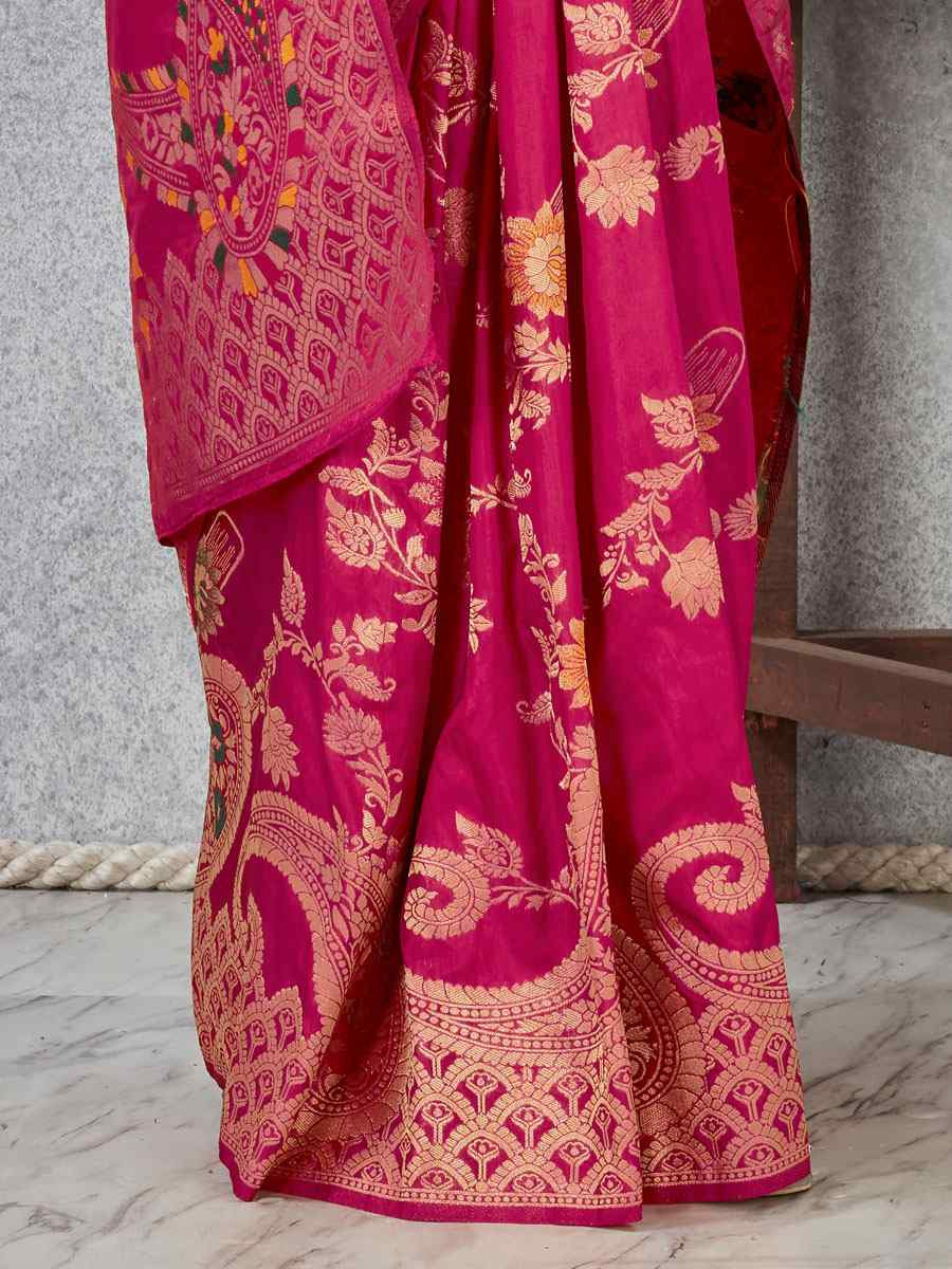 Rani Banarasi Silk Handwoven Traditional Casual Reception Festival Wedding Fancy Heavy Border Saree