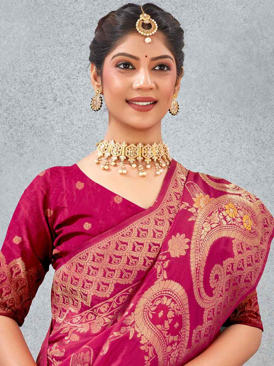 Rani Banarasi Silk Handwoven Traditional Casual Reception Festival Wedding Fancy Heavy Border Saree