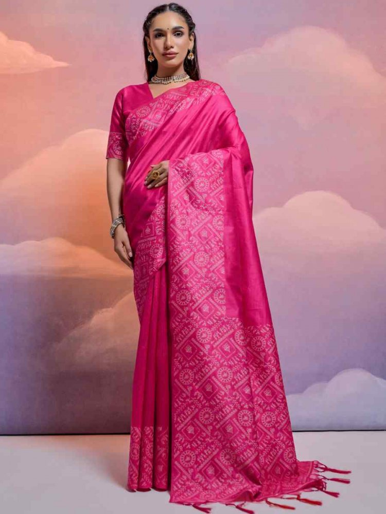 Rani Banarasi Silk Handwoven Wedding Festival Heavy Border Saree