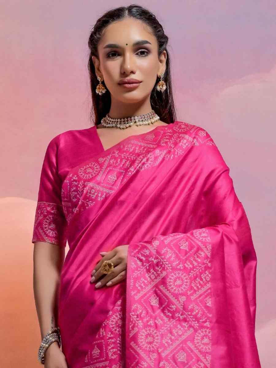 Rani Banarasi Silk Handwoven Wedding Festival Heavy Border Saree