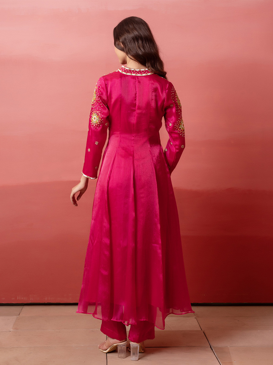 Rani Organza Embroidery Wedding Party Festival Casual Ready Anarkali Pant Salwar Kameez