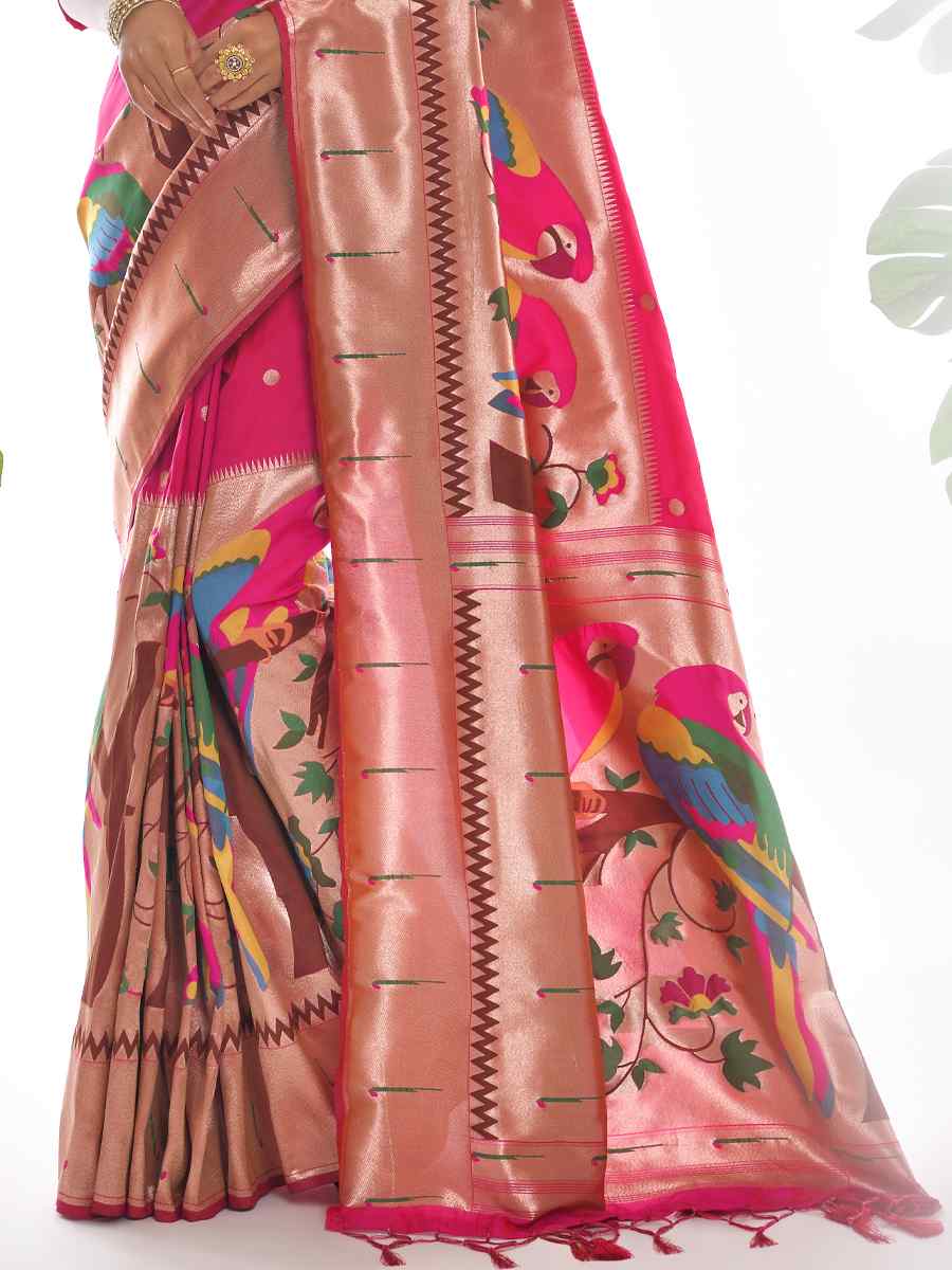 Rani Paithani Silk Handwoven Wedding Festival Heavy Border Saree