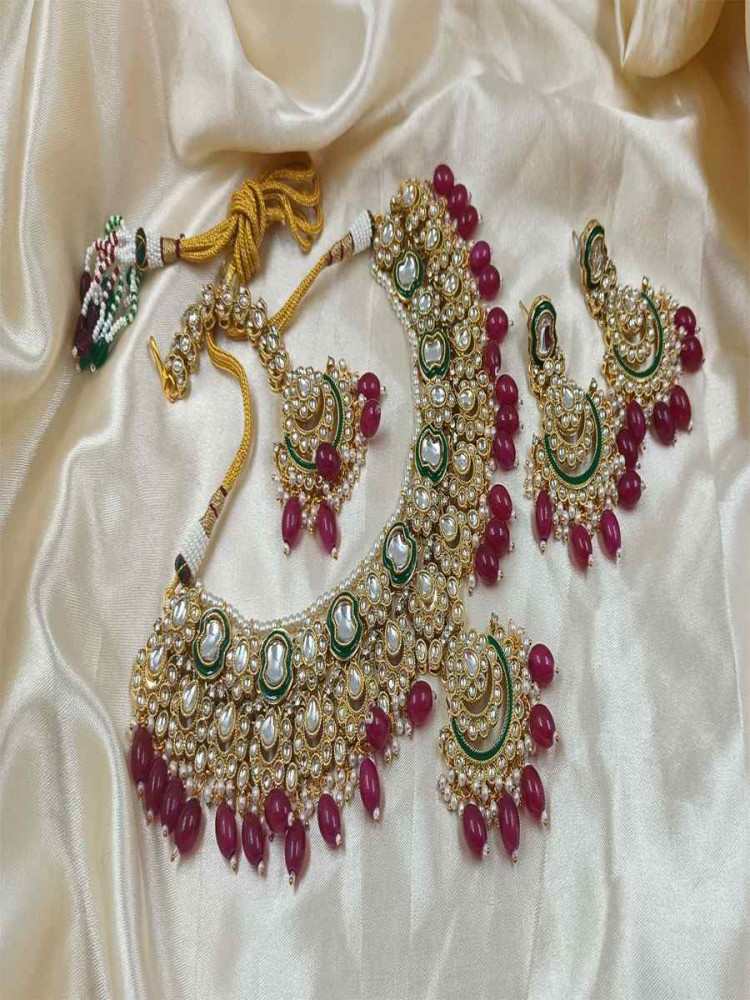 Image of Rani Pink Alloy Festival Traditional Bridal Wear Kundan Bridal Sets