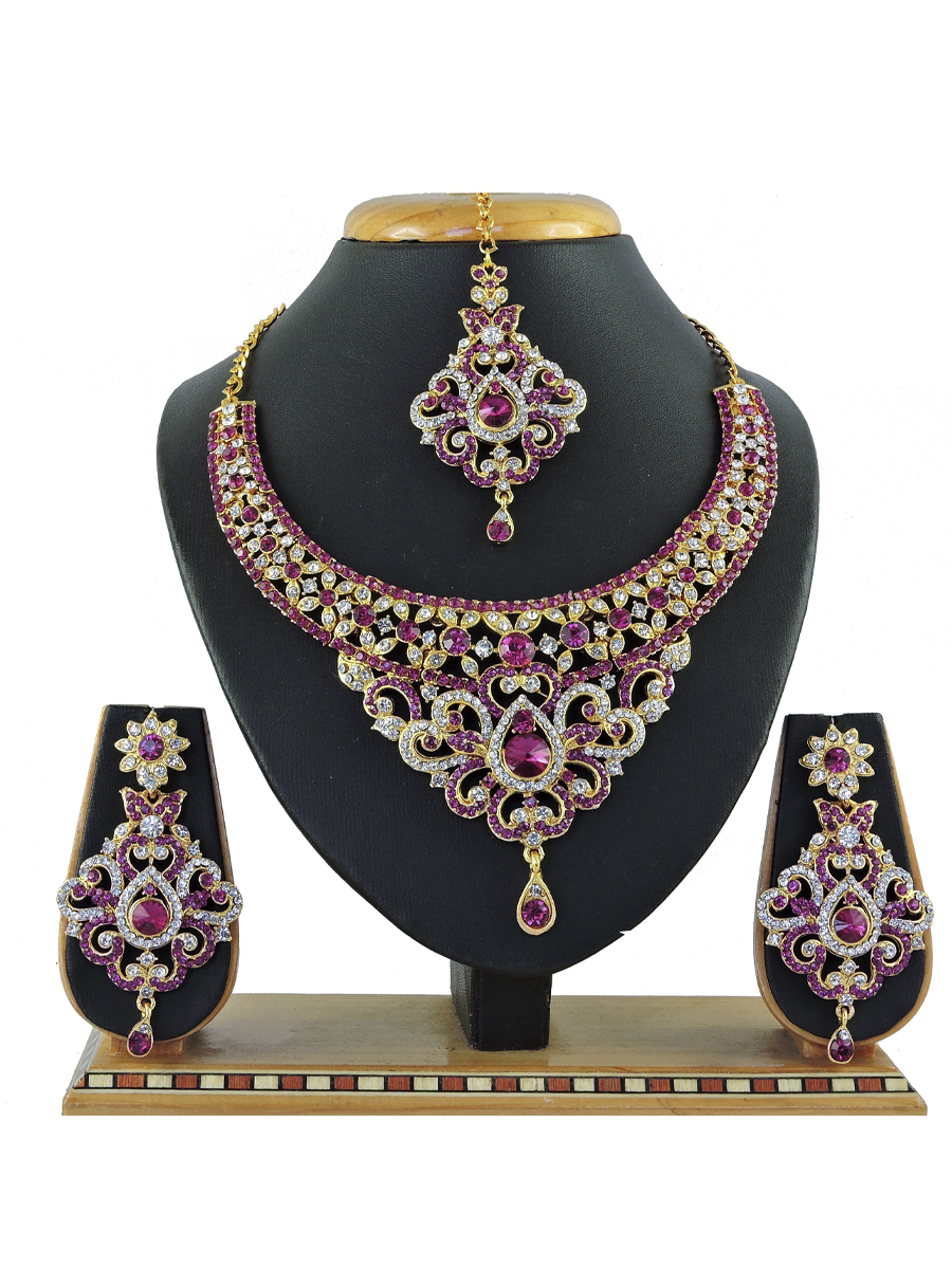 Rani Pink Alloy Festival Wear Diamonds Necklace