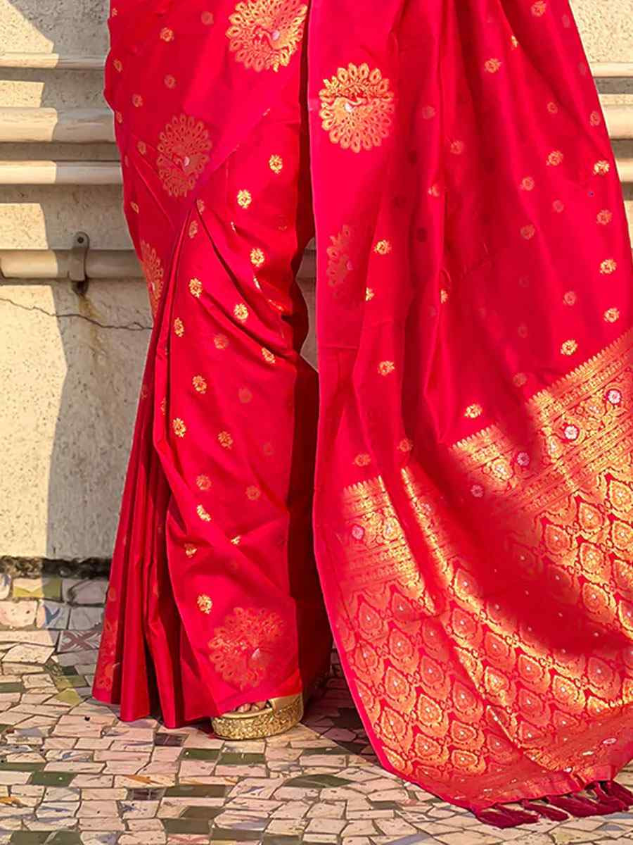 Rani Pink Banarasi Silk Handwoven Festival Wedding Fancy Heavy Border Saree