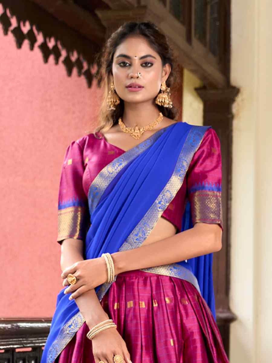 Rani Pink Cotton Silk Handwoven Reception Wedding Lehenga Choli