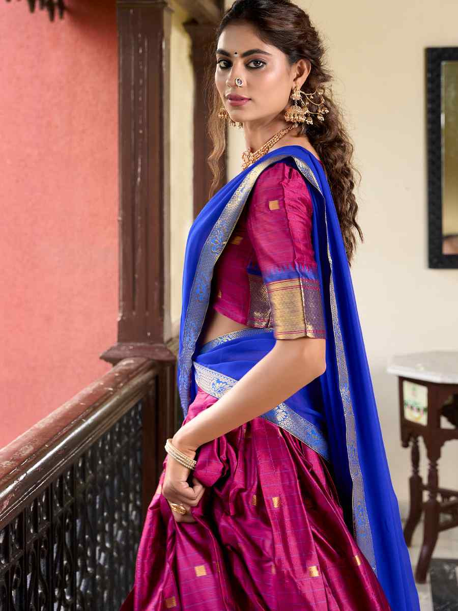 Rani Pink Cotton Silk Handwoven Reception Wedding Lehenga Choli