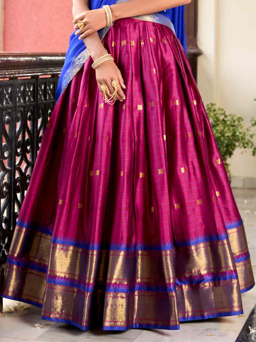 Rani Pink Cotton Silk Handwoven Reception Wedding Lehenga Choli