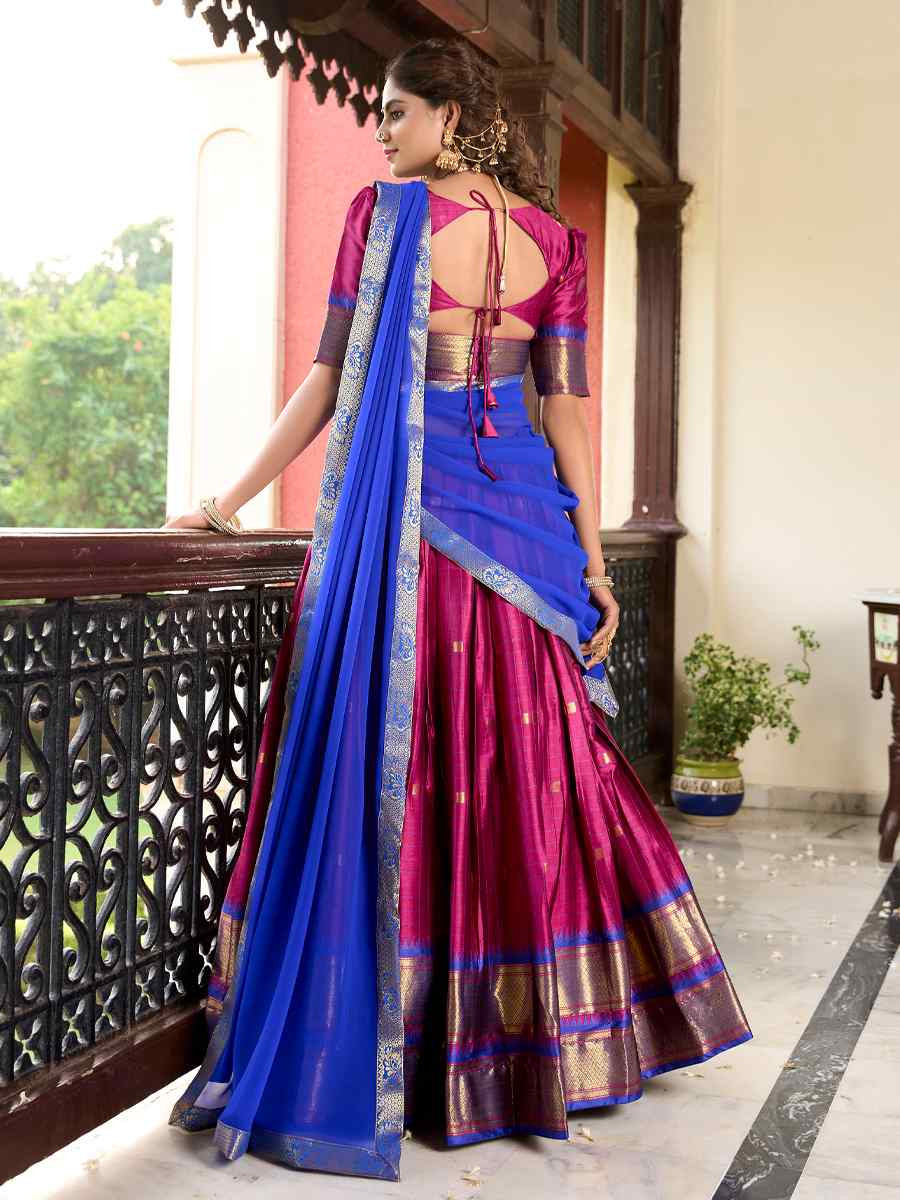 Rani Pink Cotton Silk Handwoven Reception Wedding Lehenga Choli