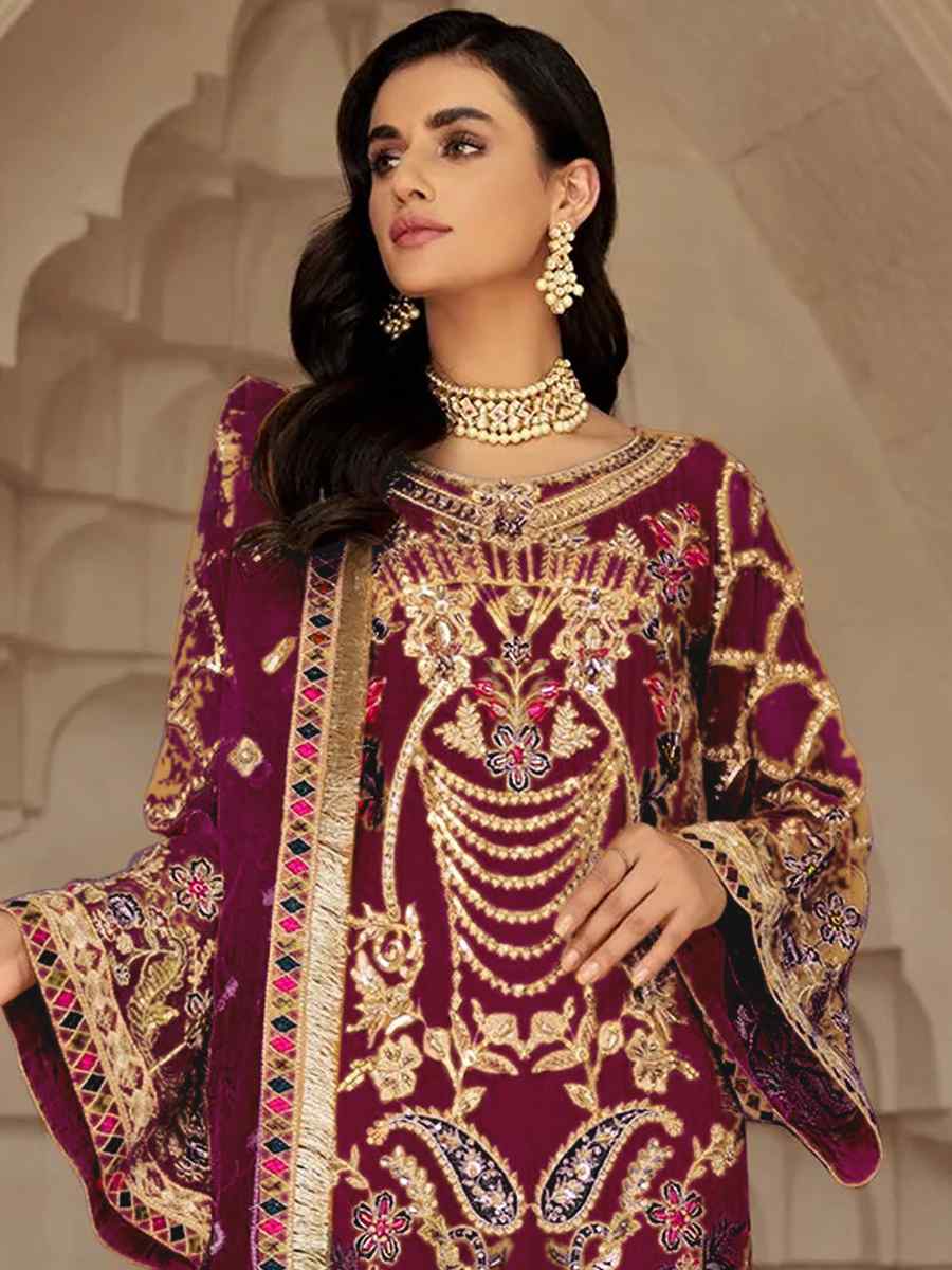 Rani Pink Georgette Embroidered Festival Party Pant Salwar Kameez