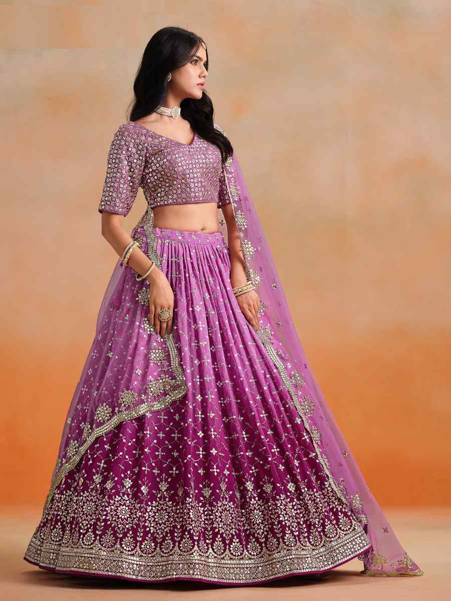 Rani Pink Georgette Embroidered Festival Party Wear Circular Lehenga Choli