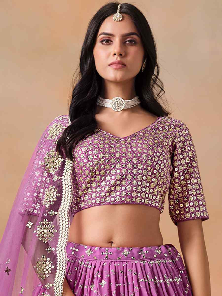 Rani Pink Georgette Embroidered Festival Party Wear Circular Lehenga Choli