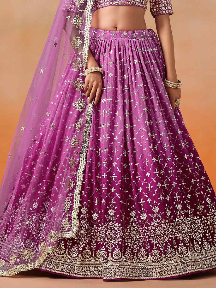 Rani Pink Georgette Embroidered Festival Party Wear Circular Lehenga Choli