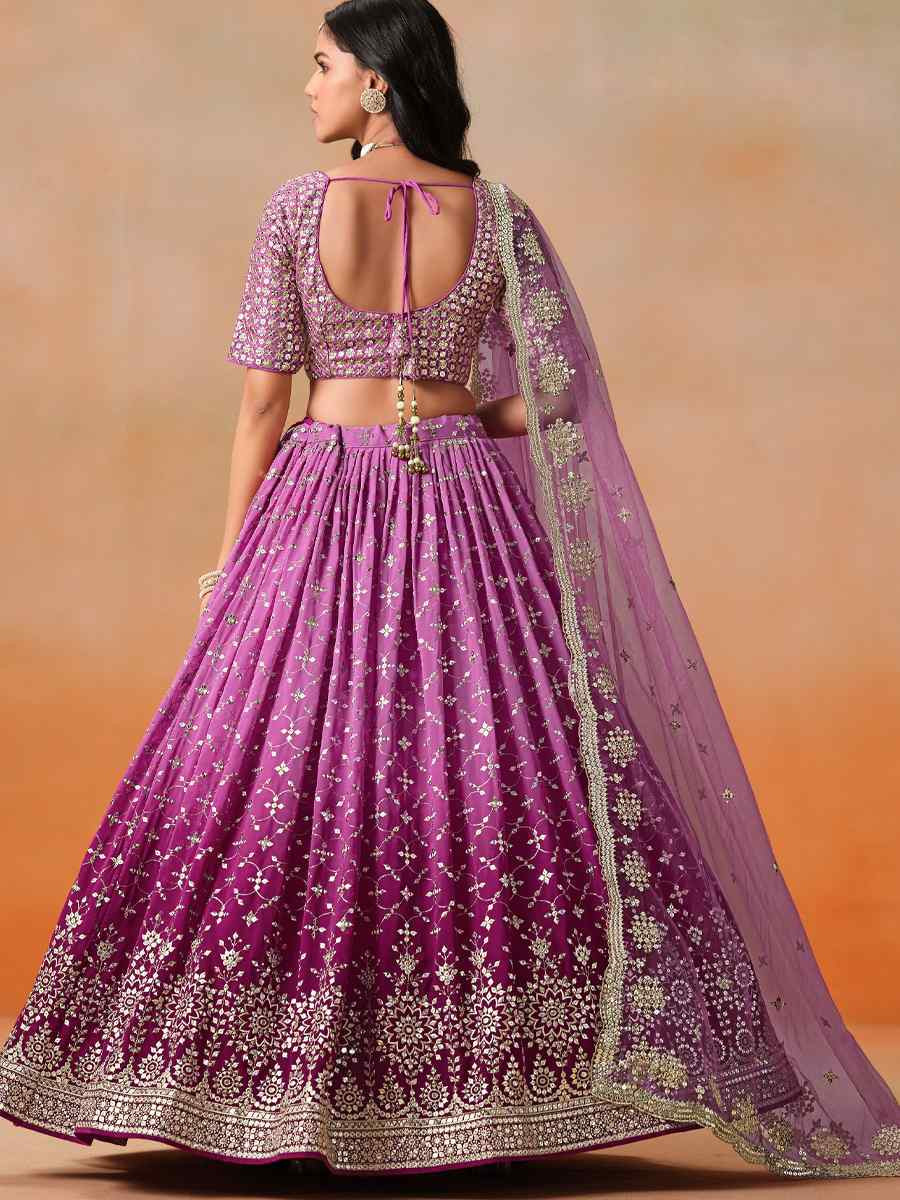 Rani Pink Georgette Embroidered Festival Party Wear Circular Lehenga Choli