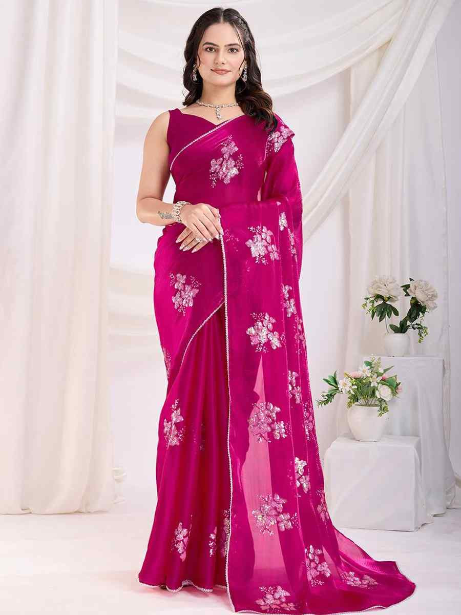 Rani Pink Jimmy Choo Handwoven Festival Wedding Heavy Border Saree