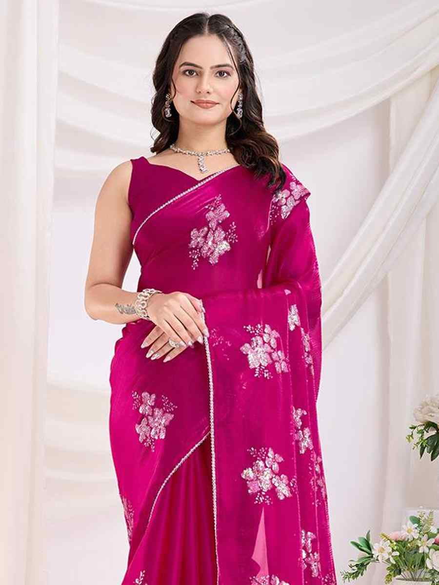 Rani Pink Jimmy Choo Handwoven Festival Wedding Heavy Border Saree