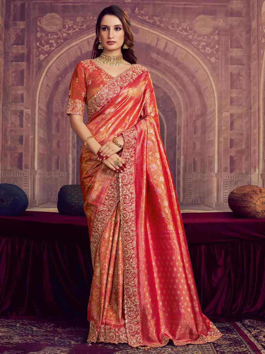 Rani Pink Kanjivaram Pure Zari Silk Embroidery Festival Wedding Fancy Classic Heavy Border Saree