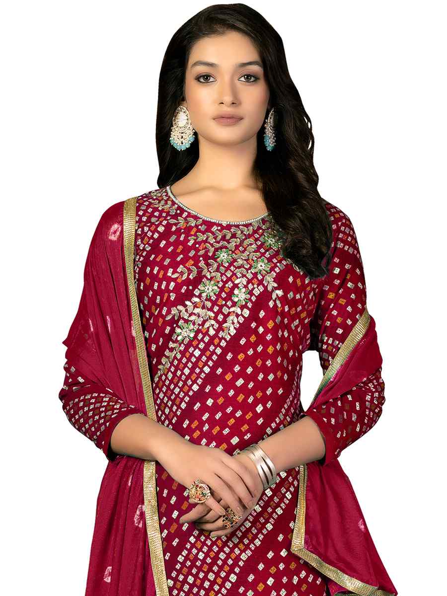 Rani Pink Premium Jam Cotton Printed Casual Festival Pant Salwar Kameez
