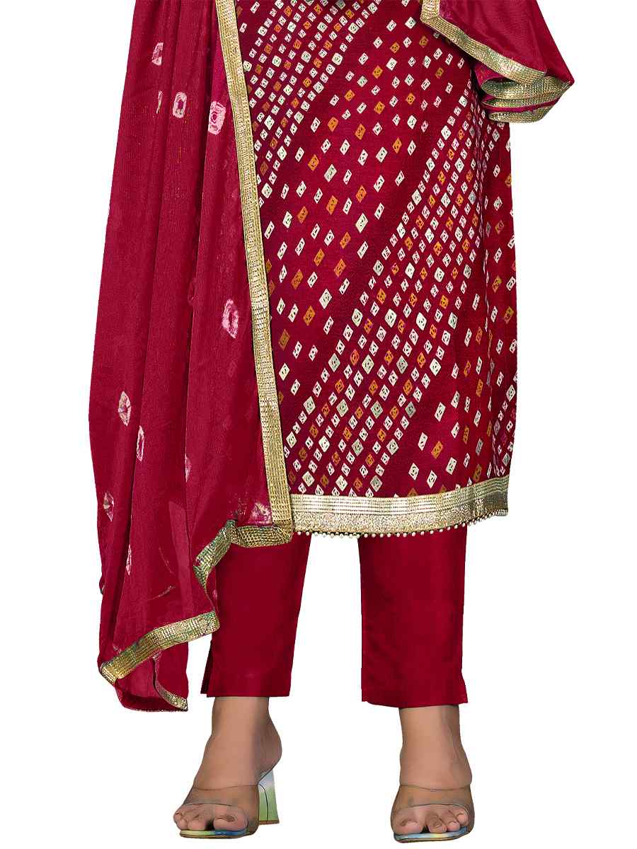 Rani Pink Premium Jam Cotton Printed Casual Festival Pant Salwar Kameez