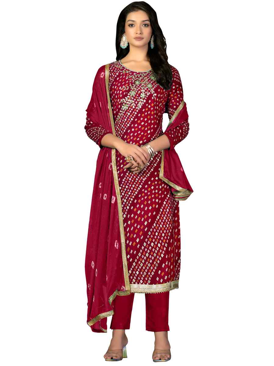 Rani Pink Premium Jam Cotton Printed Casual Festival Pant Salwar Kameez