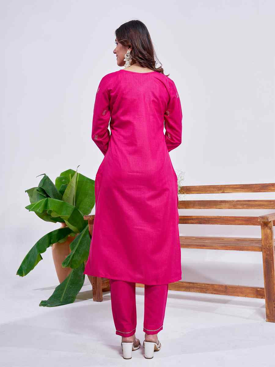 Rani Pink Rayon Embroidered Party Wedding Ready Pant Salwar Kameez